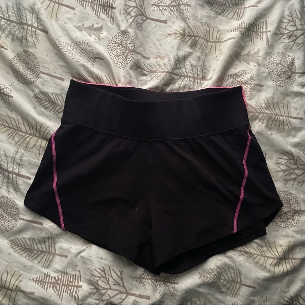 Fila Black Athletic Shorts with Pink Trim
